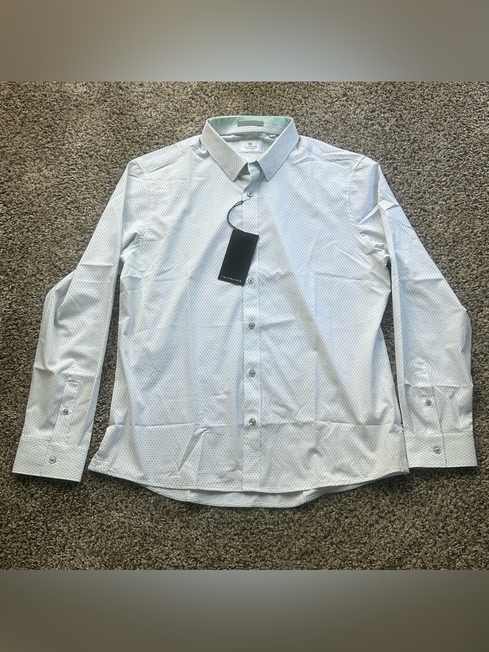 7 Diamonds Cillian 4-Way Stretch Button Up Shirt White Seafoam Size Men’s XL